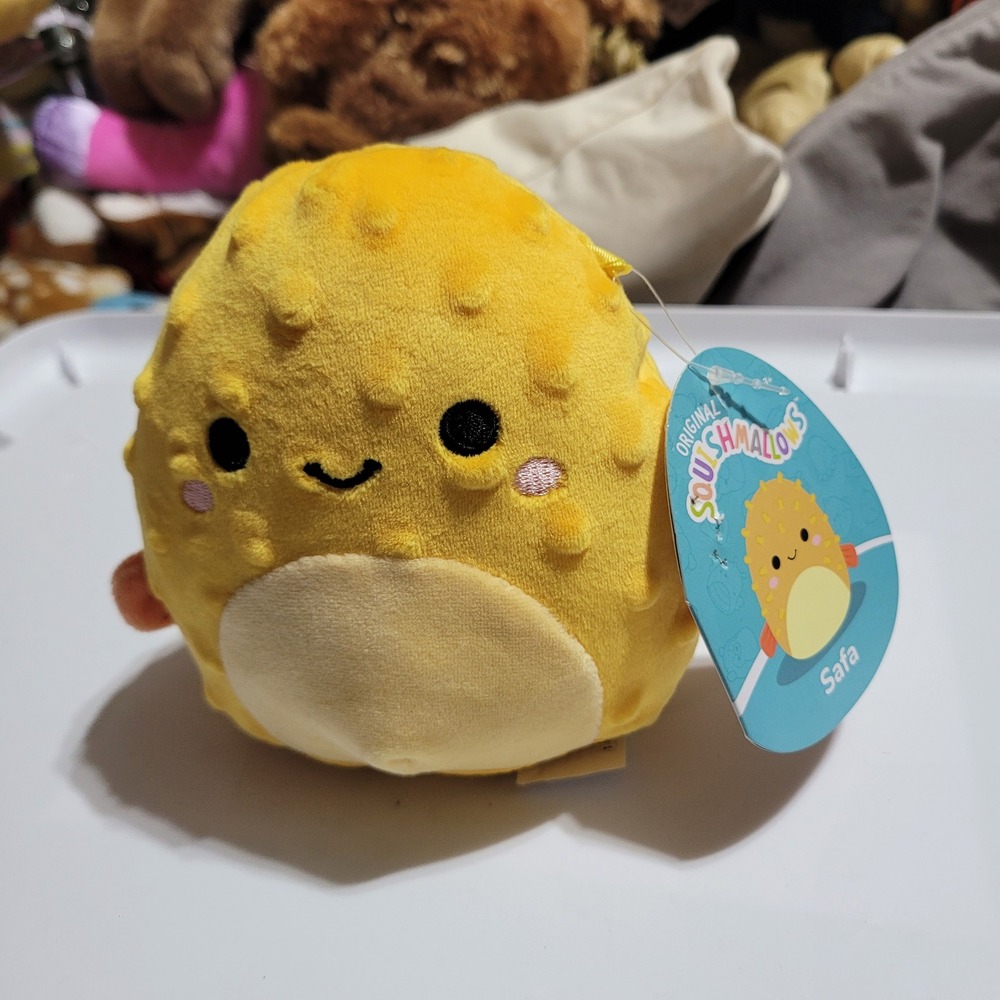 Kellytoy Squishmallows Safa the Pufferfish 5 Inch Yellow Plush Toy NWT